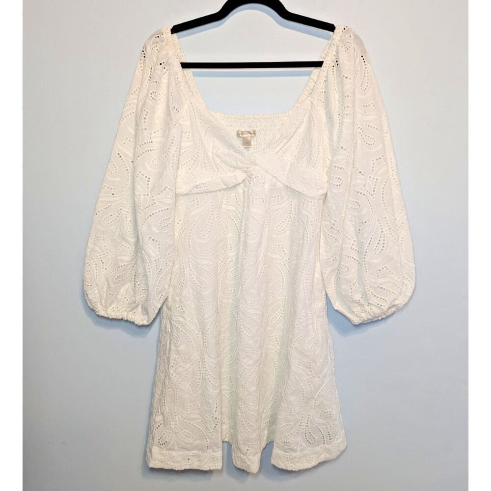 Banana Republic S White Twist Front Eyelet Dress Pockets Vacation Boho Resort